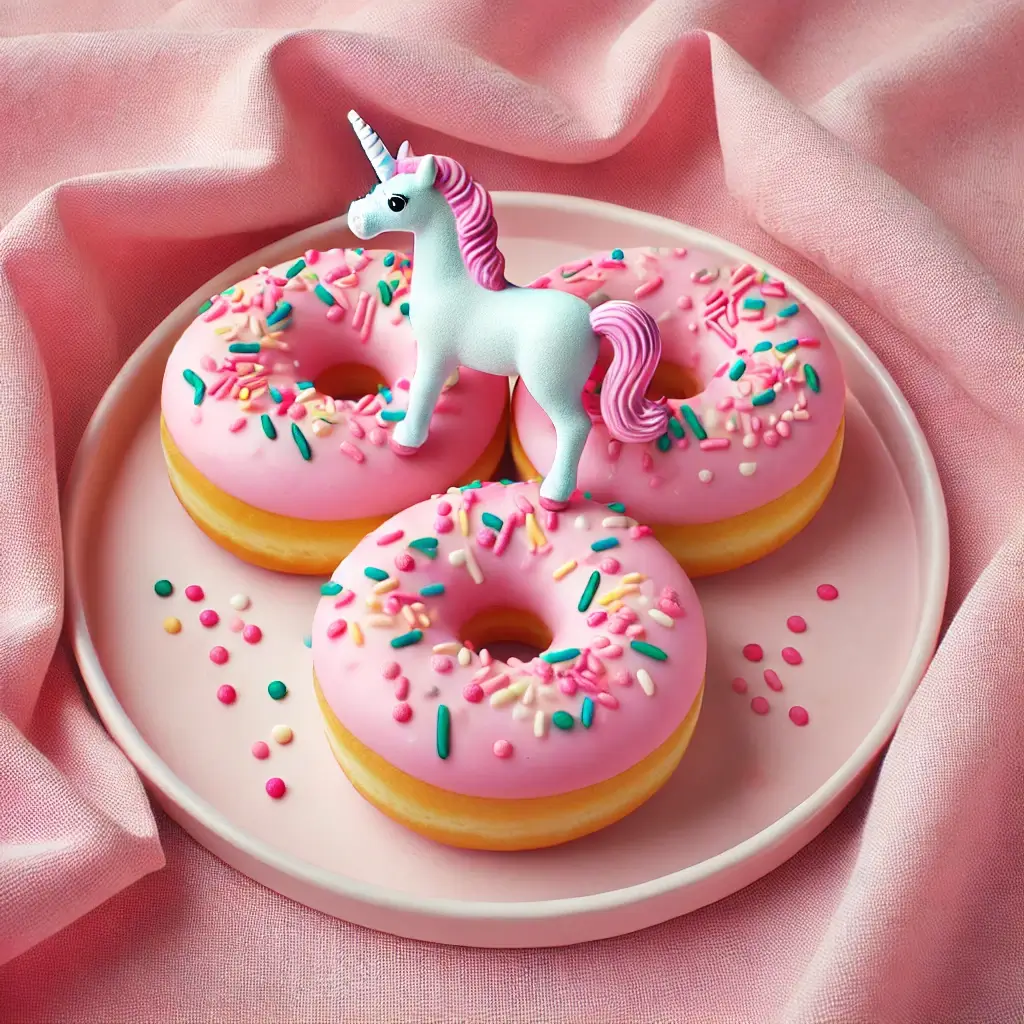 Pink frosted donuts with sprinkles on a plate